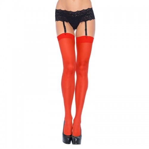 Leg Avenue Plus Size Sheer Stockings Red UK 14 to 18 Leg Avenue Plus Size Sheer Stockings Red UK 14 to 18