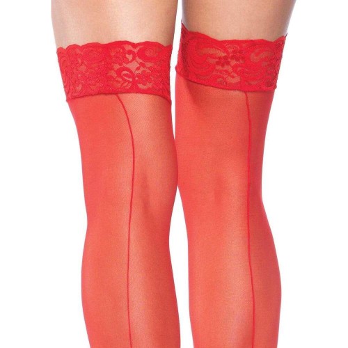 Leg Avenue Sheer Stockings With Backseam Red UK 6 to 12 Leg Avenue Sheer Stockings With Backseam Red UK 6 to 12