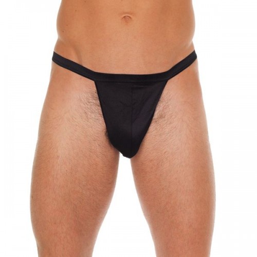 Mens Black Straight GString With Black Pouch Mens Black Straight GString With Black Pouch