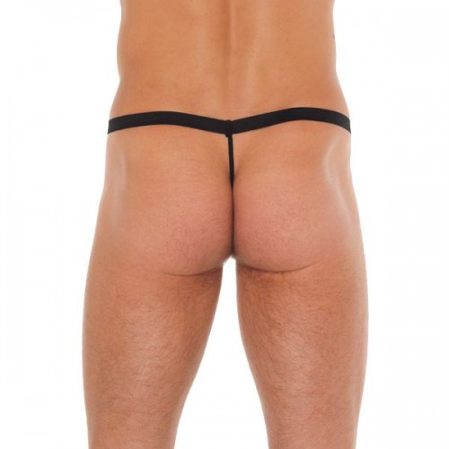 Mens Black GString With Pink Pouch Mens Black GString With Pink Pouch
