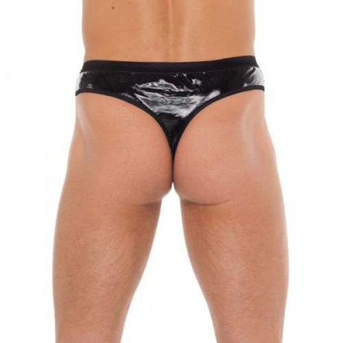 Mens Black GString With PVC Pouch Mens Black GString With PVC Pouch