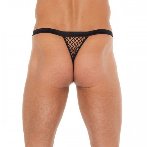 Mens Black GString With Black Net Pouch Mens Black GString With Black Net Pouch