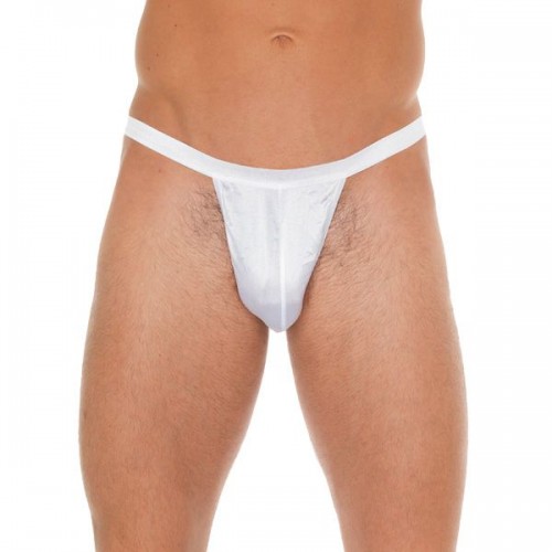 Mens White GString With Small White Pouch Mens White GString With Small White Pouch
