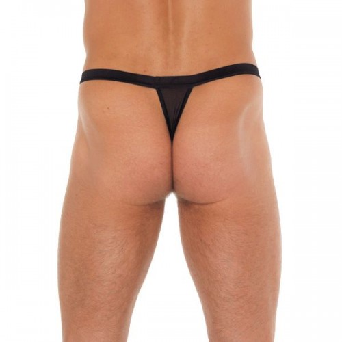 Mens Black GString With Black Straps To Animal Print Pouch Mens Black GString With Black Straps To Animal Print Pouch