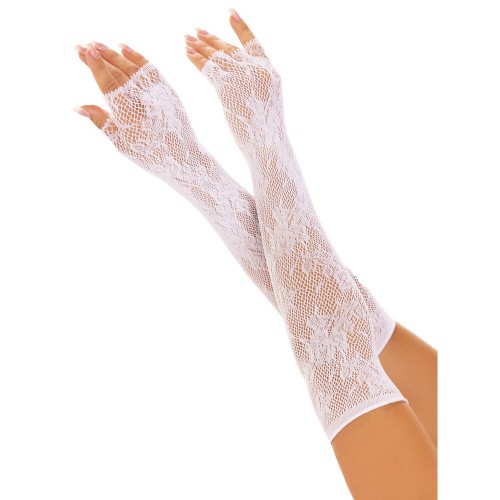 Leg Ave Floral Net Fingerless Gloves White Leg Ave Floral Net Fingerless Gloves White