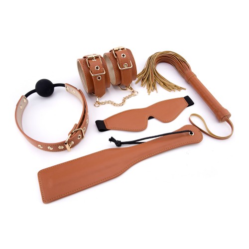 Elite BDSM Cognac Vegan Leather Set Elite BDSM Cognac Vegan Leather Set