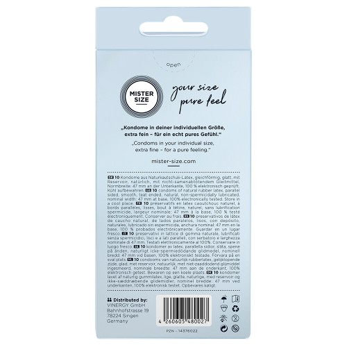 Mister Size 47mm Your Size Pure Feel Condoms 10 Pack Mister Size 47mm Your Size Pure Feel Condoms 10 Pack
