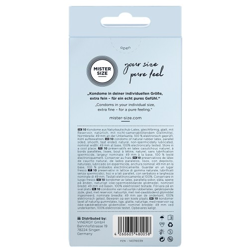 Mister Size 49mm Your Size Pure Feel Condoms 10 Pack Mister Size 49mm Your Size Pure Feel Condoms 10 Pack