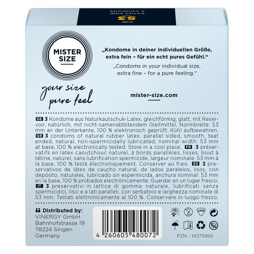 Mister Size 53mm Your Size Pure Feel Condoms 3 Pack Mister Size 53mm Your Size Pure Feel Condoms 3 Pack