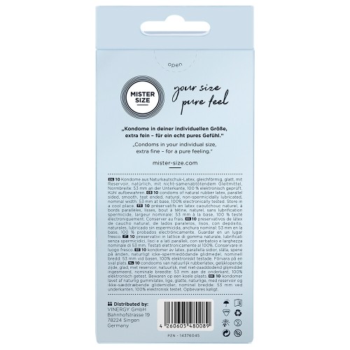 Mister Size 53mm Your Size Pure Feel Condoms 10 Pack Mister Size 53mm Your Size Pure Feel Condoms 10 Pack