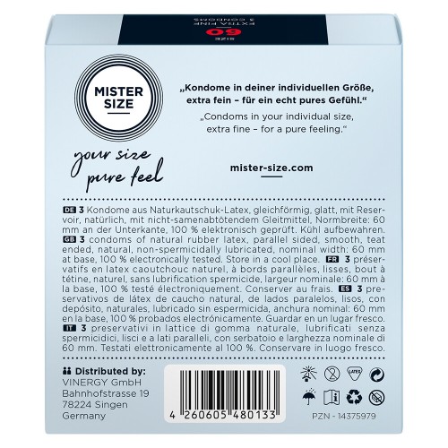 Mister Size 60mm Your Size Pure Feel Condoms 3 Pack Mister Size 60mm Your Size Pure Feel Condoms 3 Pack