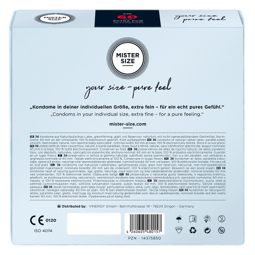 Mister Size 60mm Your Size Pure Feel Condoms 36 Pack Mister Size 60mm Your Size Pure Feel Condoms 36 Pack