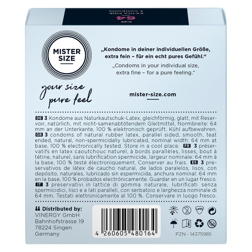 Mister Size 64mm Your Size Pure Feel Condoms 3 Pack Mister Size 64mm Your Size Pure Feel Condoms 3 Pack
