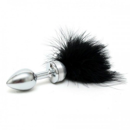 Small Butt Plug With Black Feathers Small Butt Plug With Black Feathers