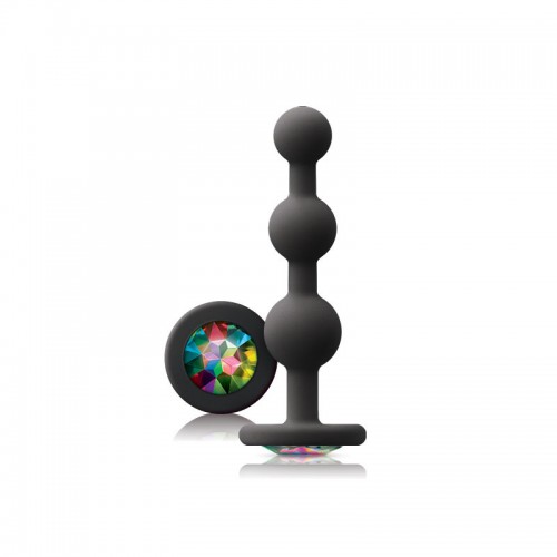 Glams Black Ripple Anal Plug Rainbow Gem Glams Black Ripple Anal Plug Rainbow Gem