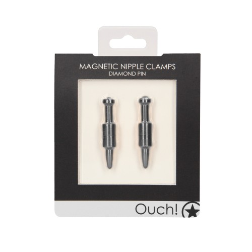 Ouch Magnetic Nipple Clamps Diamond Pin Grey Ouch Magnetic Nipple Clamps Diamond Pin Grey