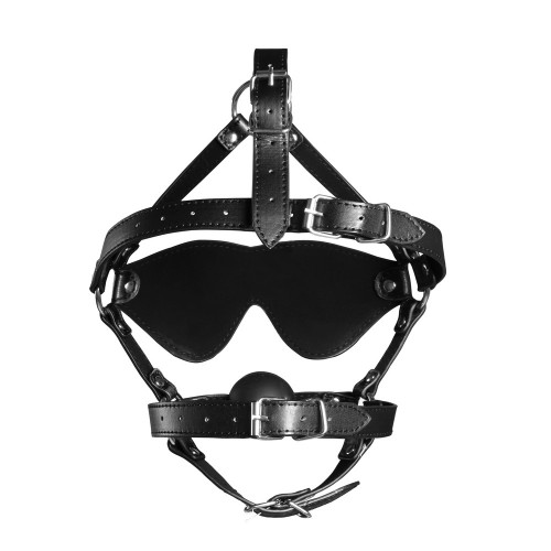 Ouch Xtreme Blindfolded Harness With Solid Ball Gag Ouch Xtreme Blindfolded Harness With Solid Ball Gag