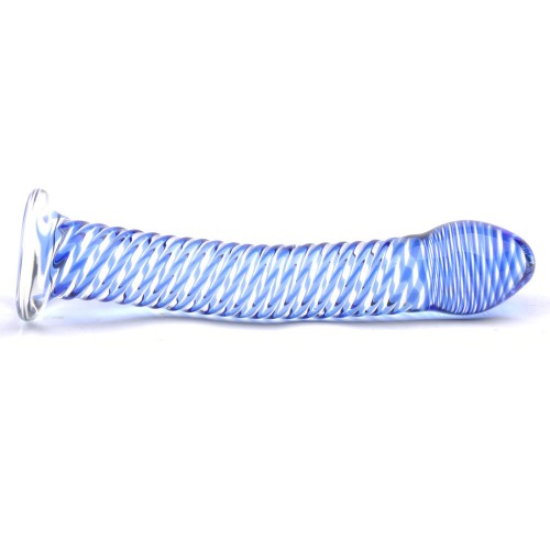Glass Dildo With Blue Spiral Design Glass Dildo With Blue Spiral Design
