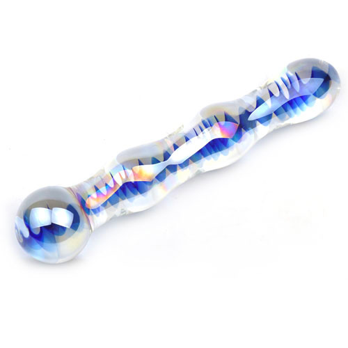 Blue Wavy Glass Dildo Blue Wavy Glass Dildo