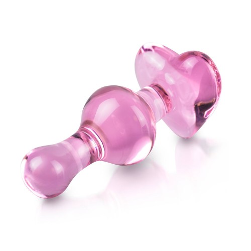 Icicles No.75 Pink Heart Glass Butt Plug Icicles No.75 Pink Heart Glass Butt Plug