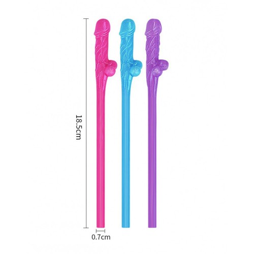 Lovetoy Pack Of 9 Willy Straws Blue Pink And Purple Lovetoy Pack Of 9 Willy Straws Blue Pink And Purple