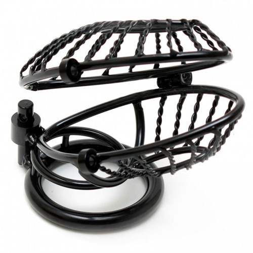 Opening Metal Male Chastity Device With 2 Padlocks Opening Metal Male Chastity Device With 2 Padlocks