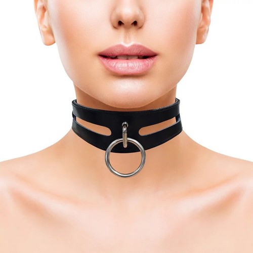 Rouge Garments Leather Fashion Bondage Collar Black Rouge Garments Leather Fashion Bondage Collar Black
