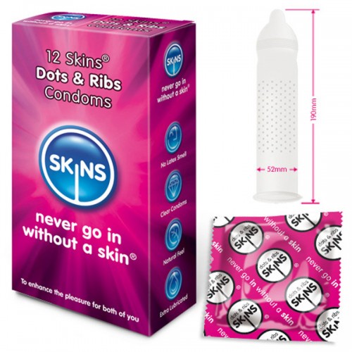 Skins Condoms Dots And Ribs 12 Pack Skins Condoms Dots And Ribs 12 Pack
