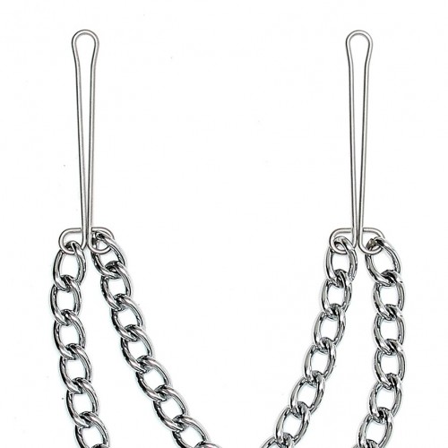 Silver Nipple Clamps With Double Chain Silver Nipple Clamps With Double Chain